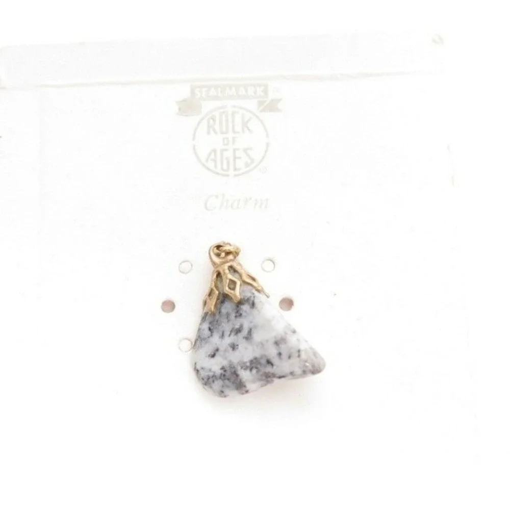 Vintage Blue Grey Granite Gemstone Charm‎